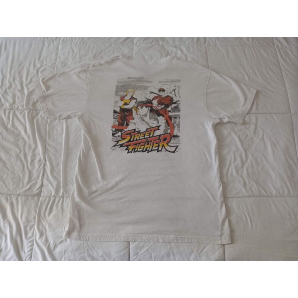 Street Fighter Alpha White T-shirt Capcom 100% Cotton Men's Large